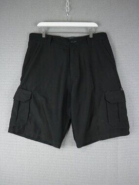 Burnside Baggy Y2K Cargo Pocket Shorts Black Mens 34 Y2K Tech